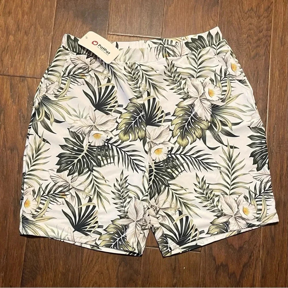 NWT PatPat Tropical Leaf Print Swim Board Shorts MSRP $65